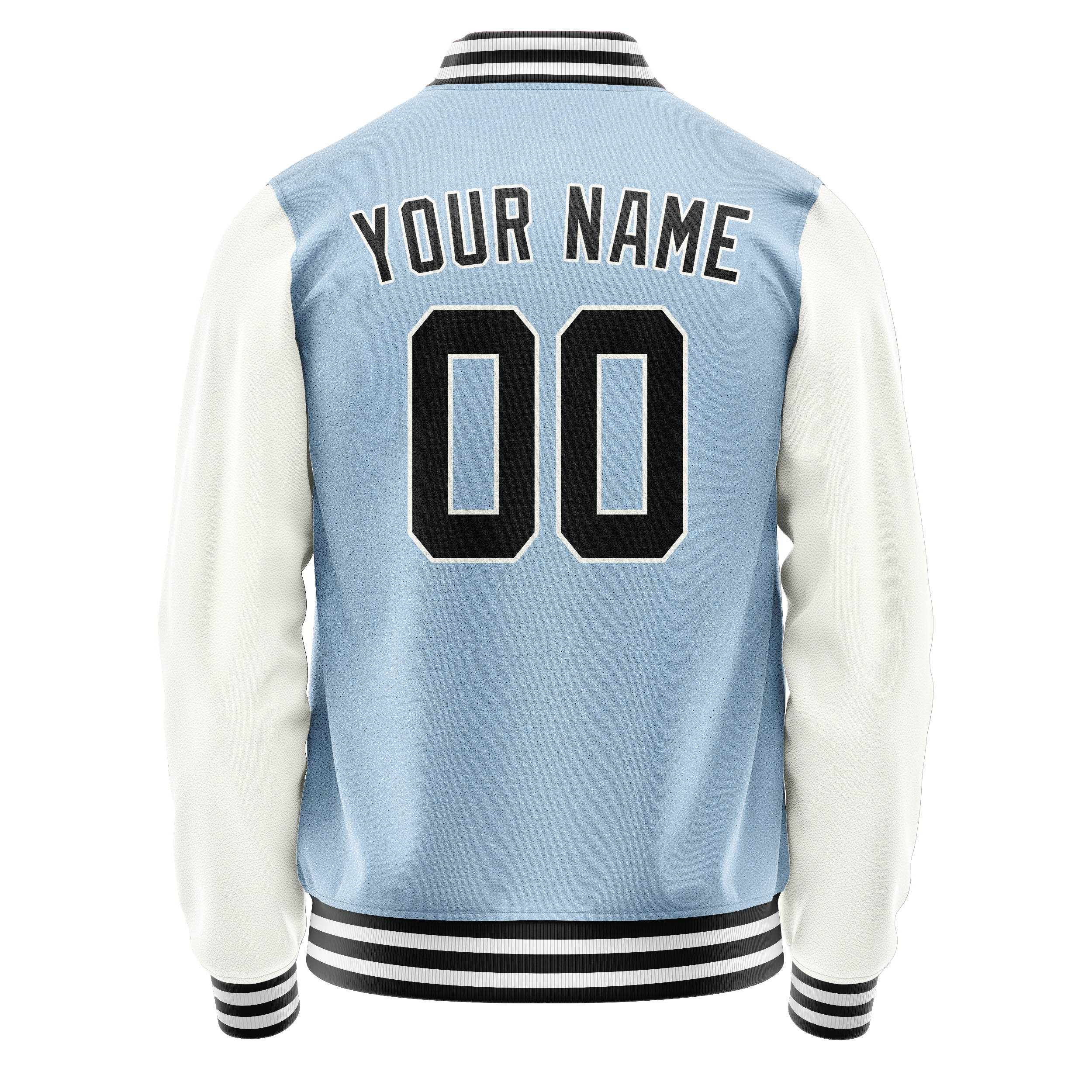 Personalized Light-Blue & White Solid Color Varsity Letterman Jacket