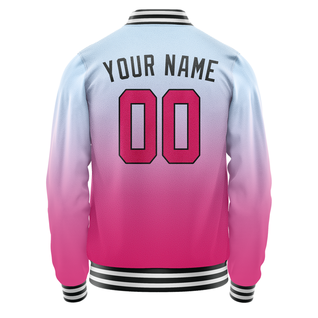 Personalized Light-Blue & Pink Gradient Varsity Letterman Jacket