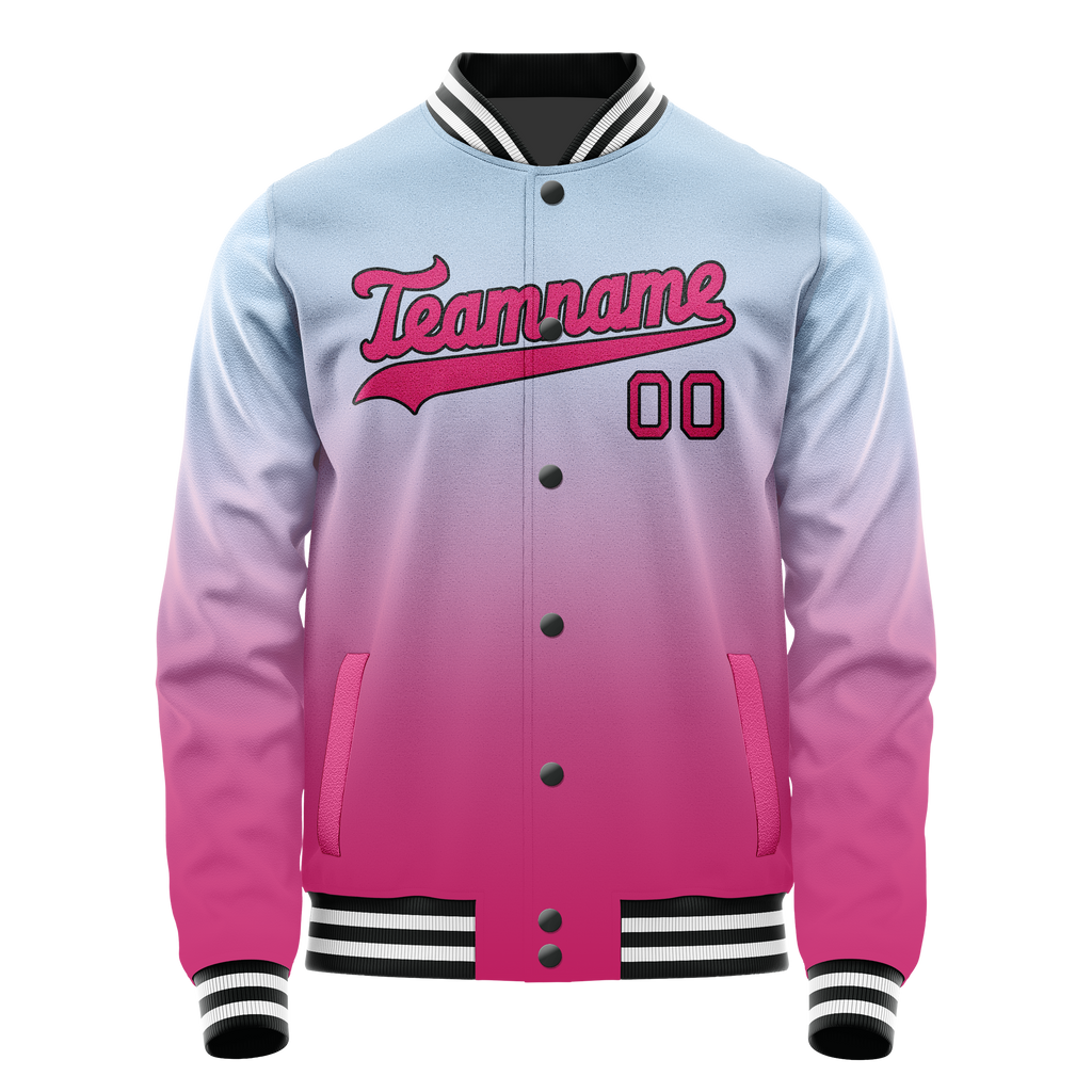Personalized Light-Blue & Pink Gradient Varsity Letterman Jacket