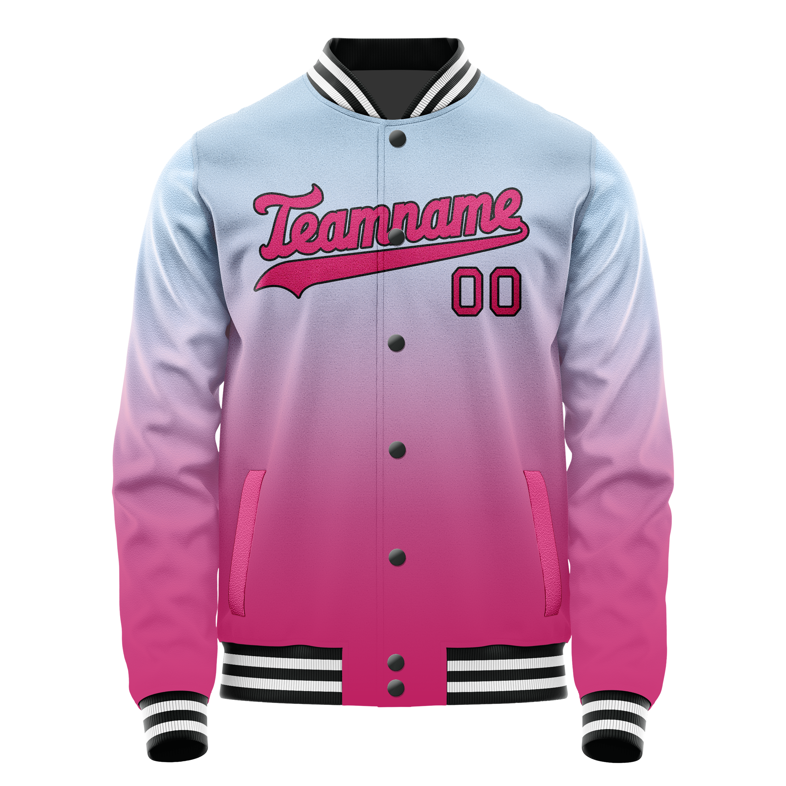 Personalized Light-Blue & Pink Gradient Varsity Letterman Jacket