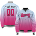Personalized Light-Blue & Pink Gradient Varsity Letterman Jacket