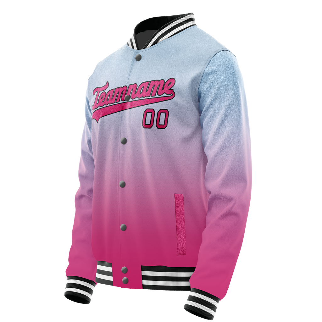 Personalized Light-Blue & Pink Gradient Varsity Letterman Jacket