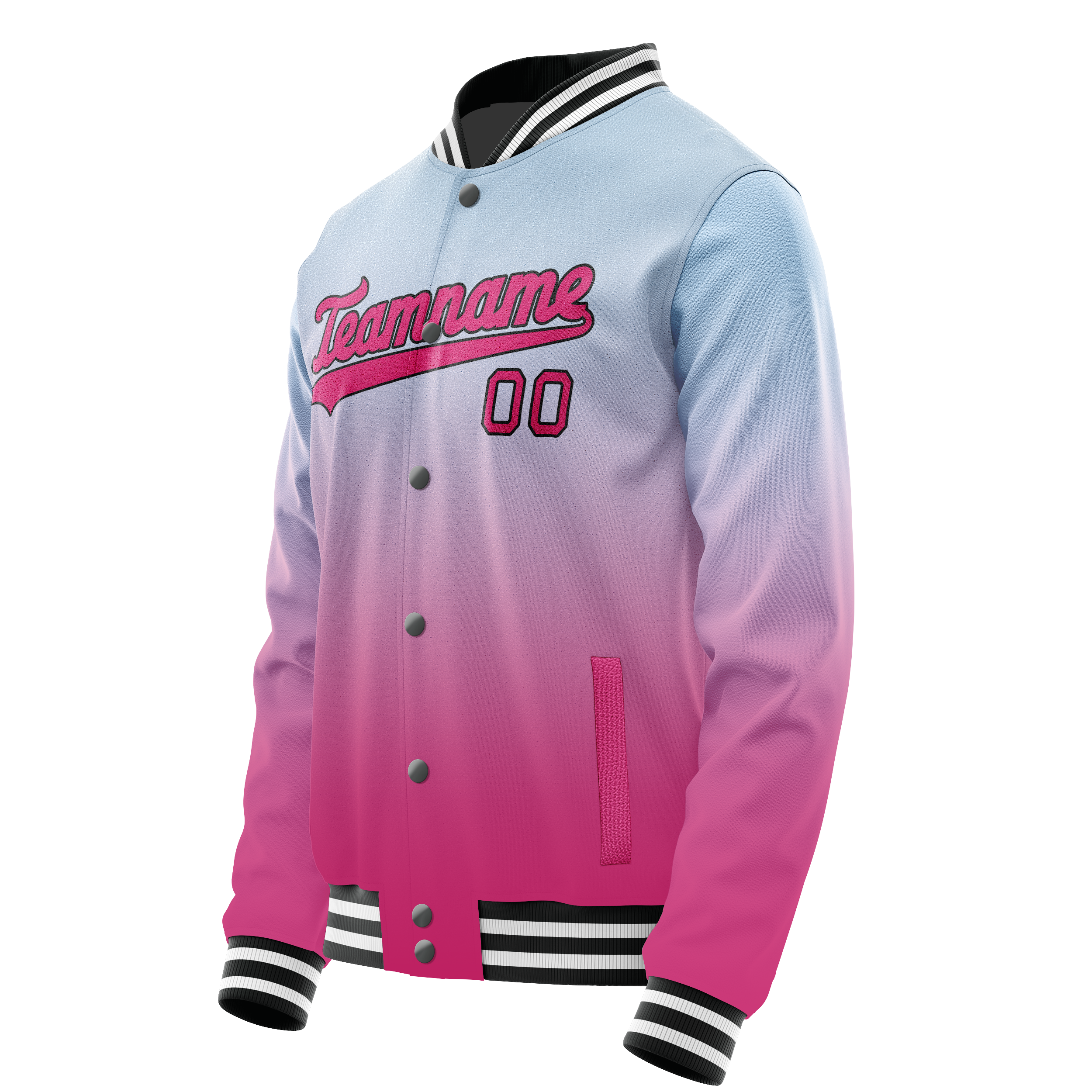 Personalized Light-Blue & Pink Gradient Varsity Letterman Jacket