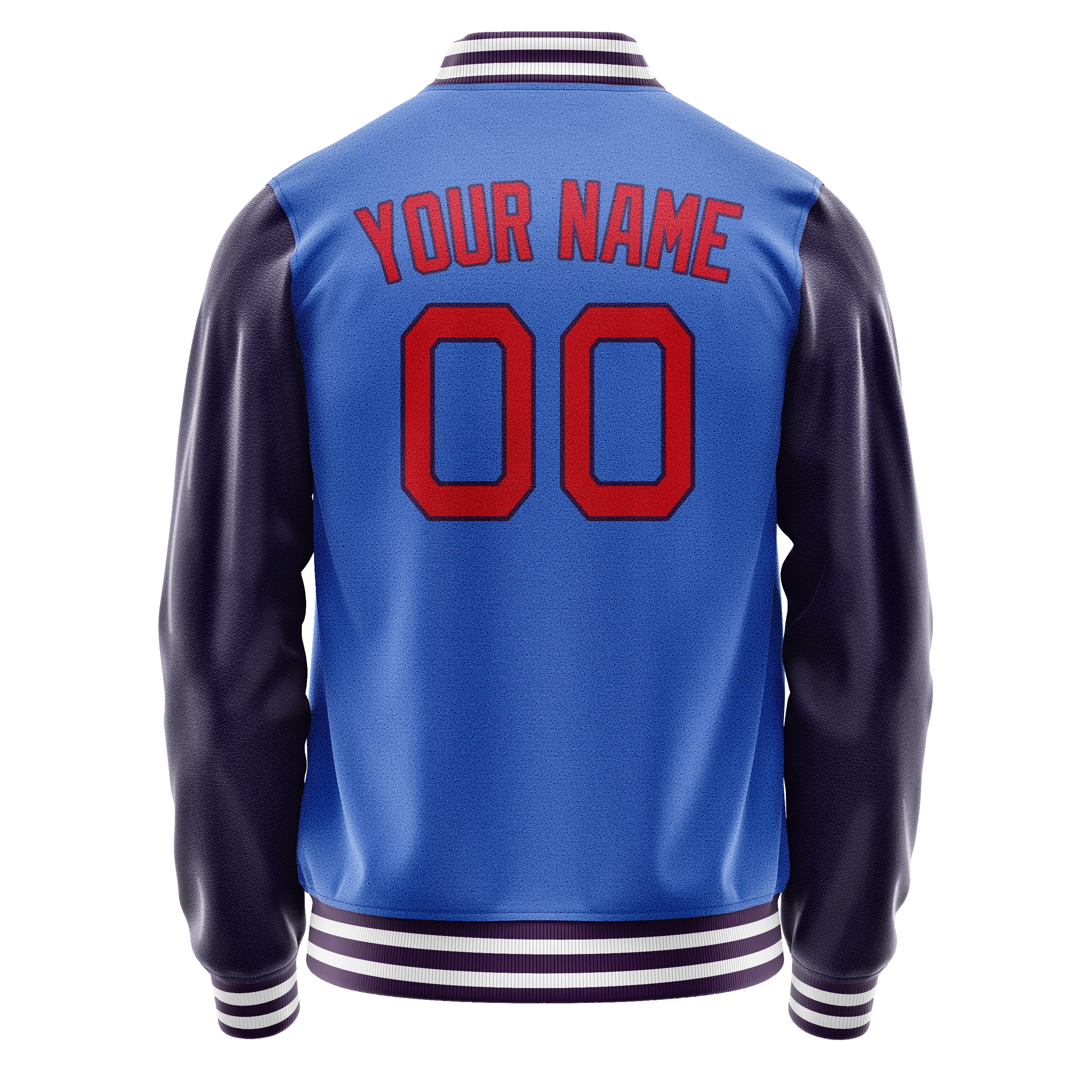 Personalized Sky & Blue Purple Solid Color Varsity Letterman Jacket