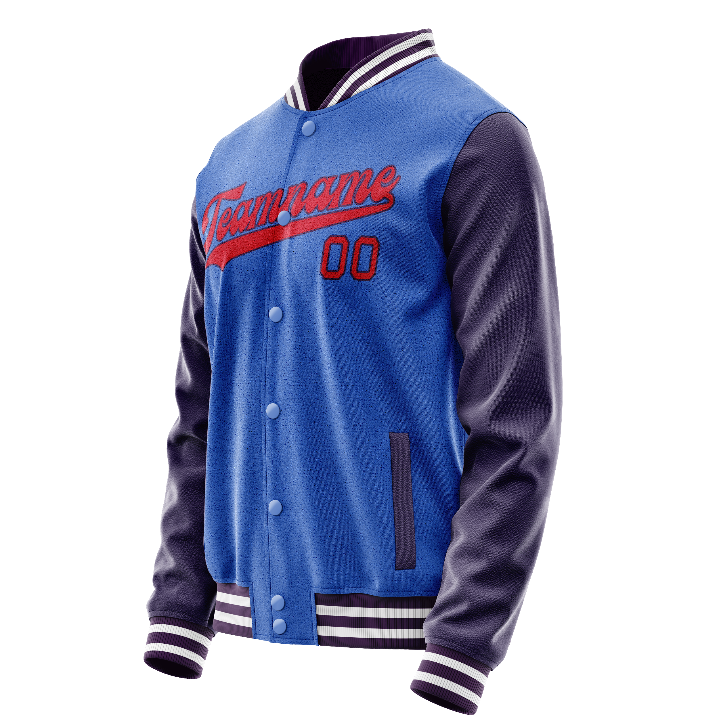 Personalized Sky & Blue Purple Solid Color Varsity Letterman Jacket