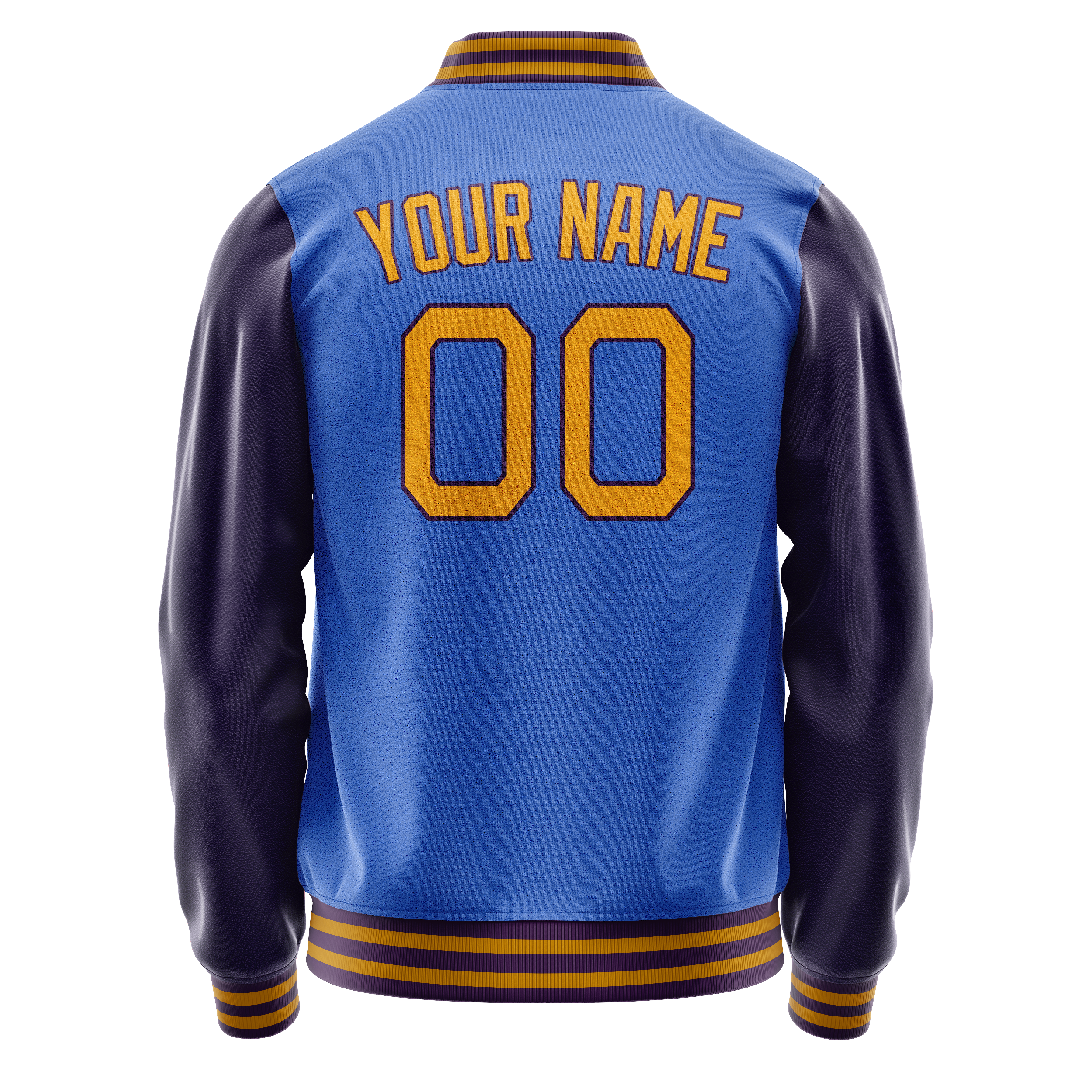 Personalized Sky & Blue Purple Solid Color Varsity Letterman Jacket