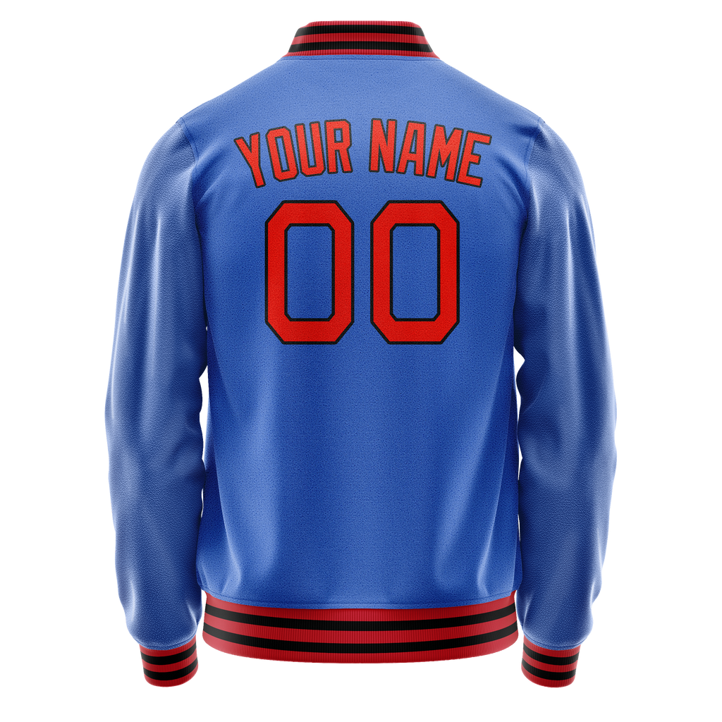 Personalized Sky & Blue Orange Solid Color Varsity Letterman Jacket