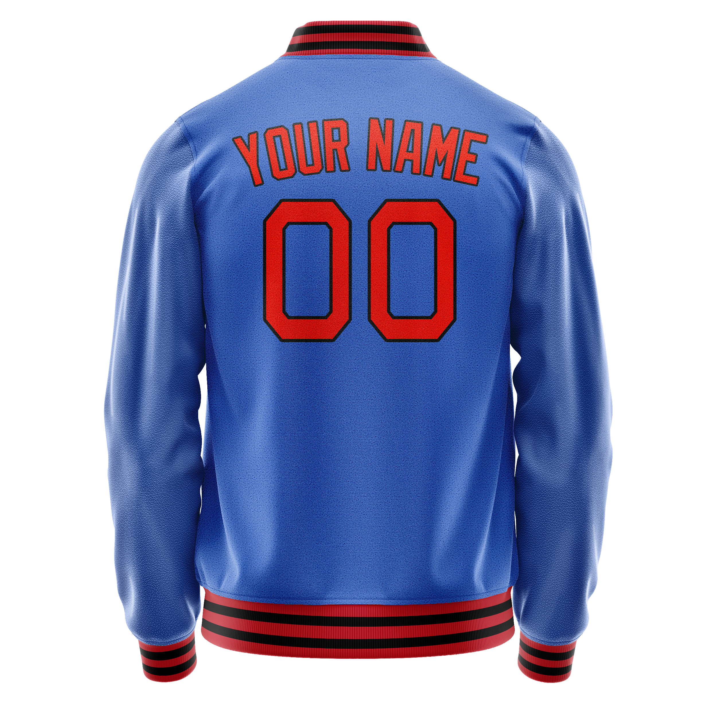 Personalized Sky & Blue Orange Solid Color Varsity Letterman Jacket