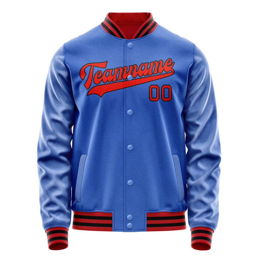Personalized Sky & Blue Orange Solid Color Varsity Letterman Jacket