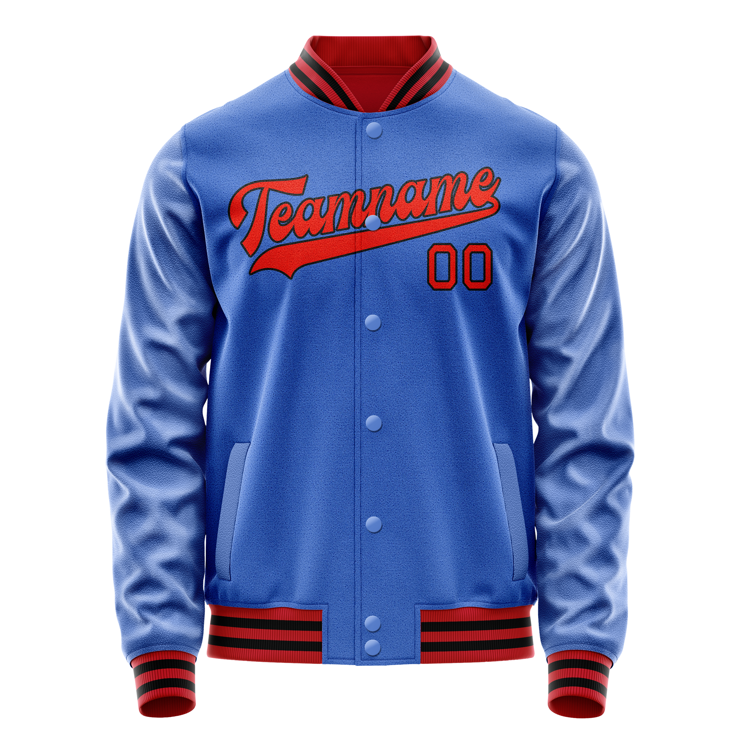 Personalized Sky & Blue Orange Solid Color Varsity Letterman Jacket