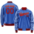 Personalized Sky & Blue Orange Solid Color Varsity Letterman Jacket