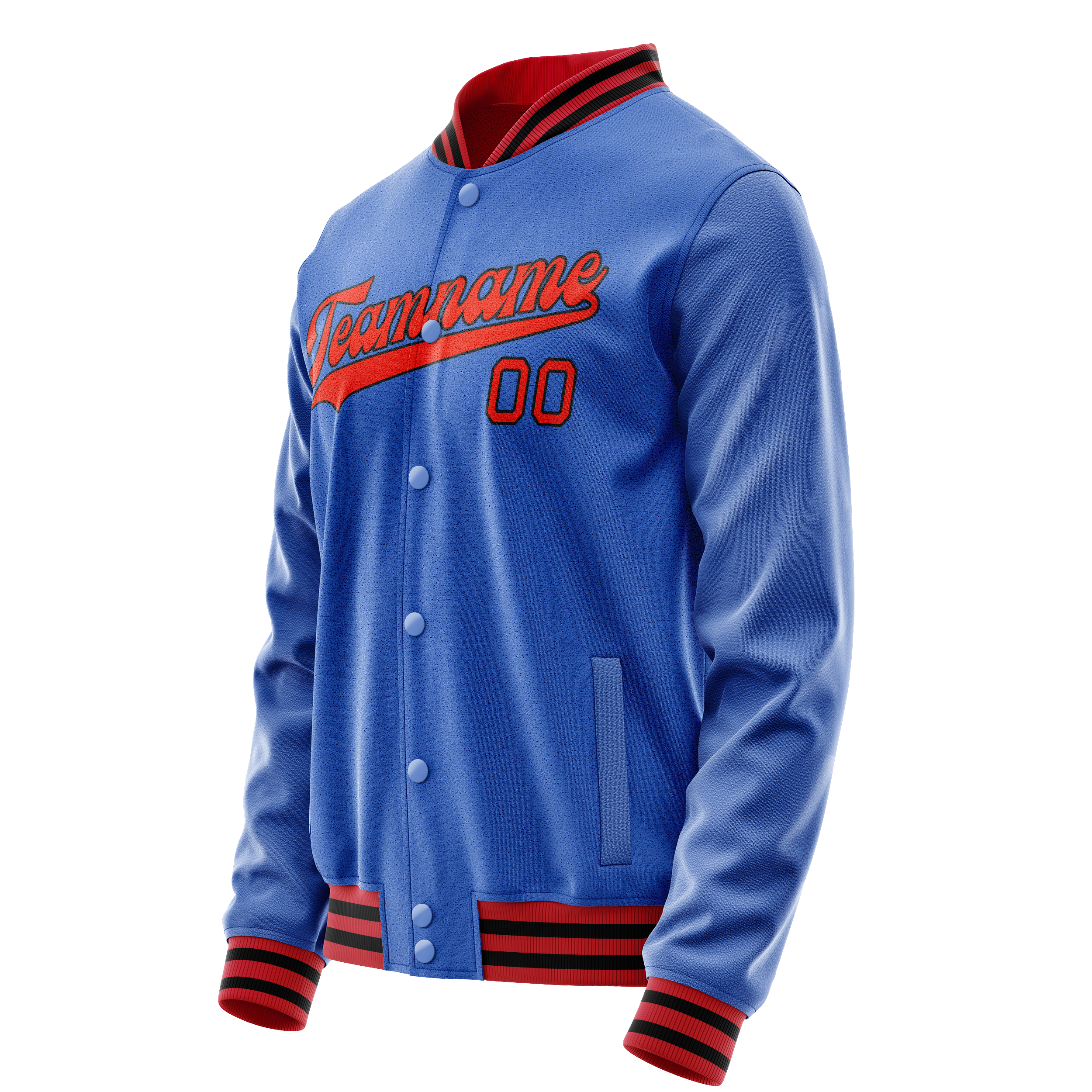 Personalized Sky & Blue Orange Solid Color Varsity Letterman Jacket