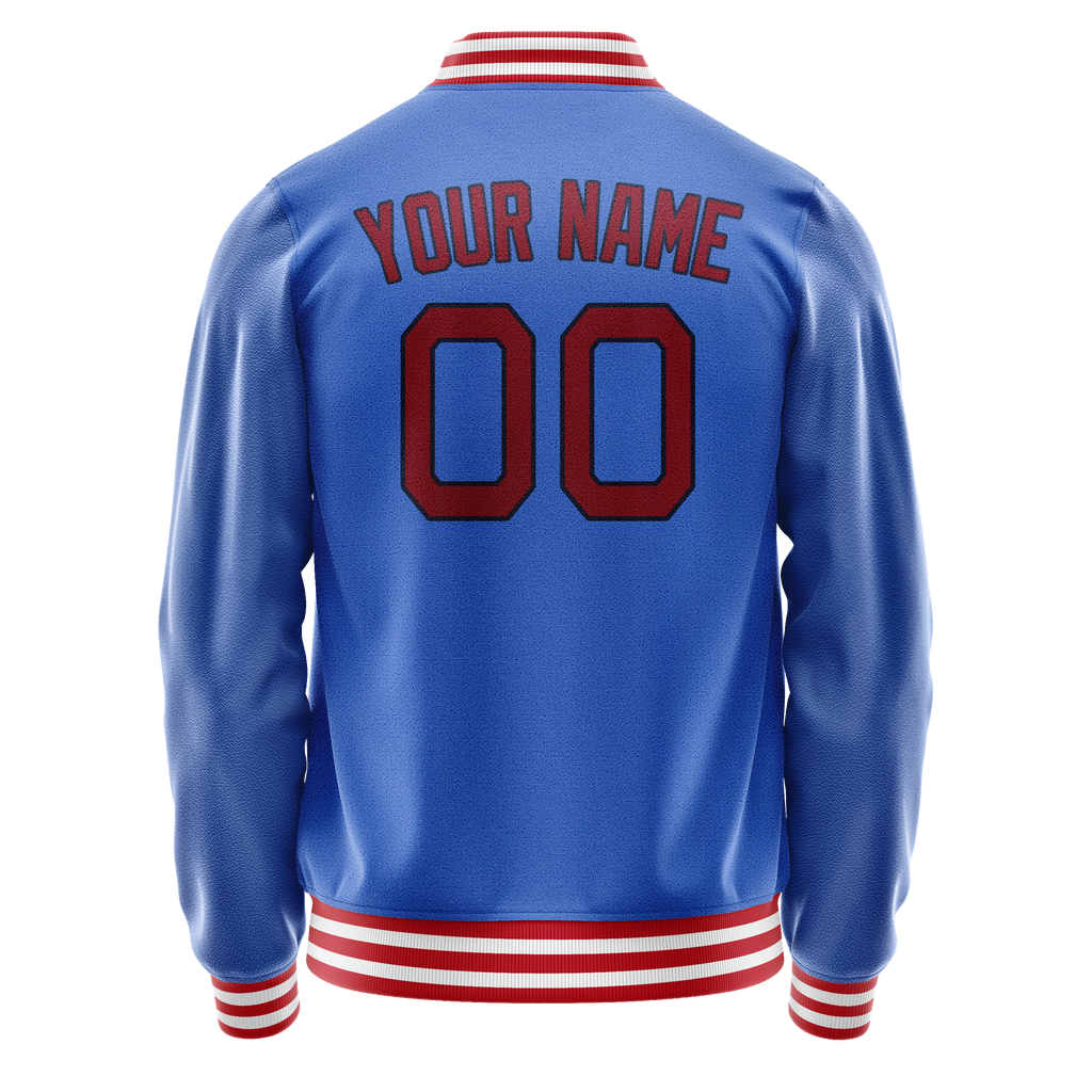 Personalized Sky & Blue Crimson Solid Color Varsity Letterman Jacket