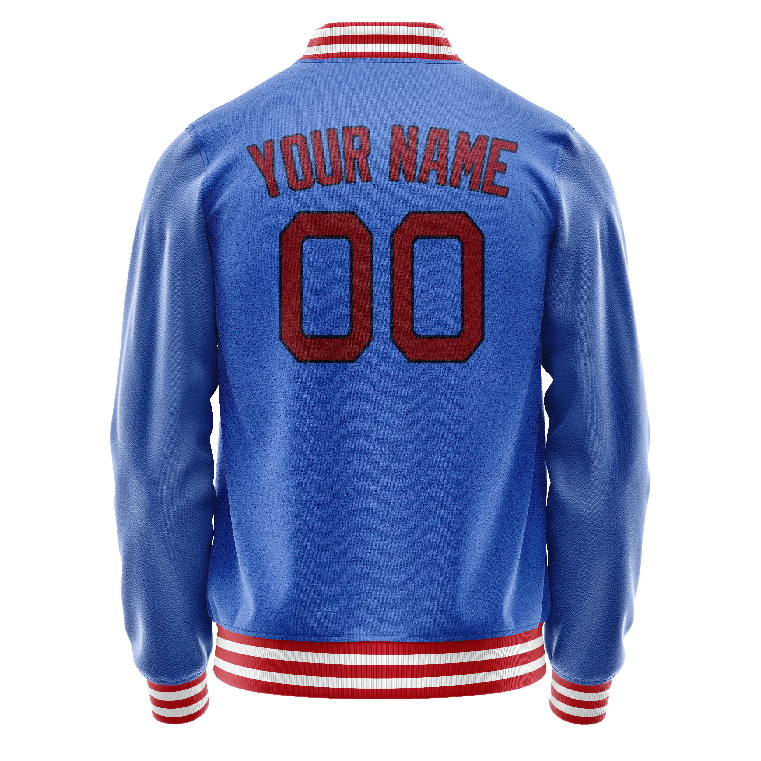 Personalized Sky & Blue Crimson Solid Color Varsity Letterman Jacket