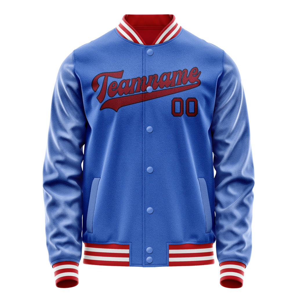 Personalized Sky & Blue Crimson Solid Color Varsity Letterman Jacket