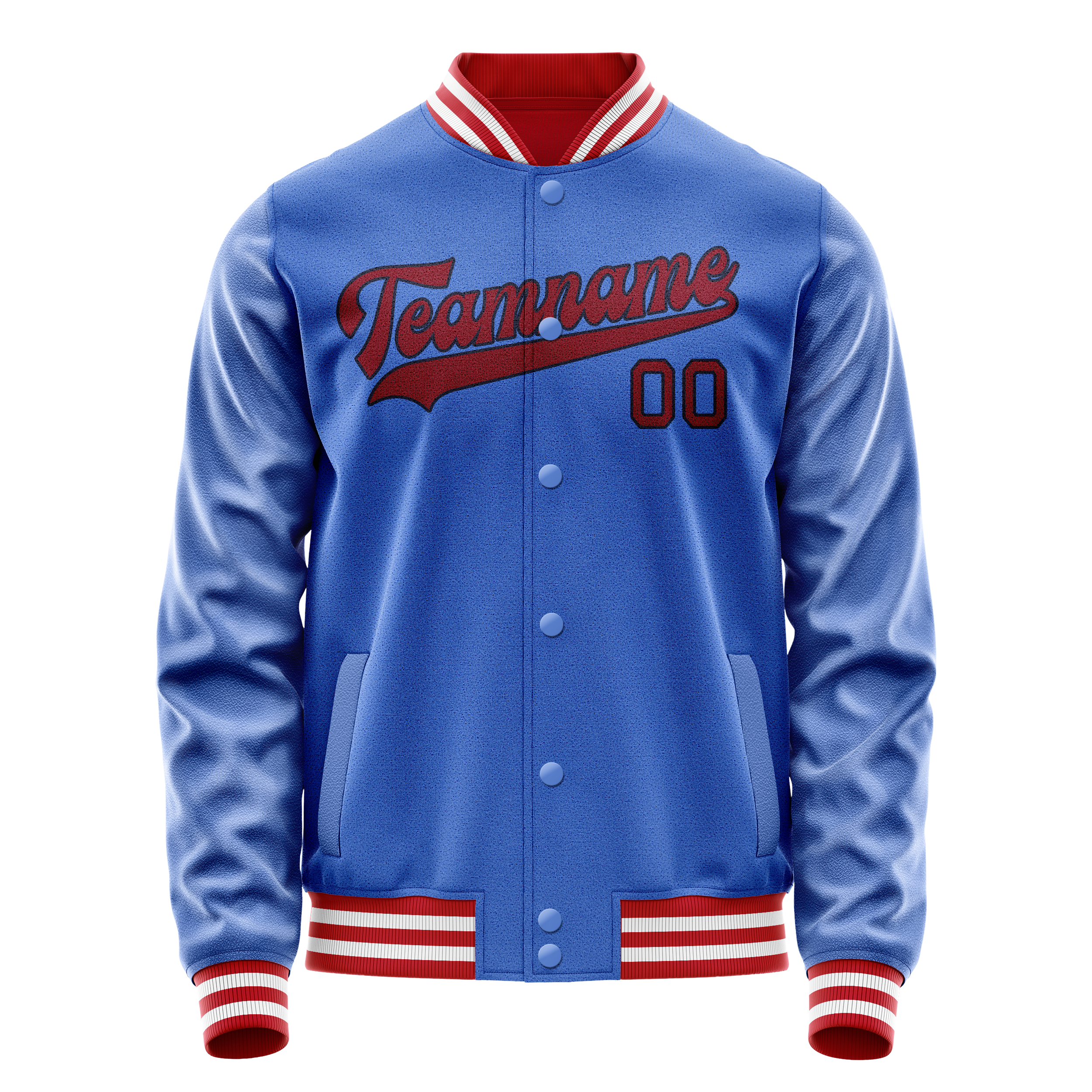 Personalized Sky & Blue Crimson Solid Color Varsity Letterman Jacket
