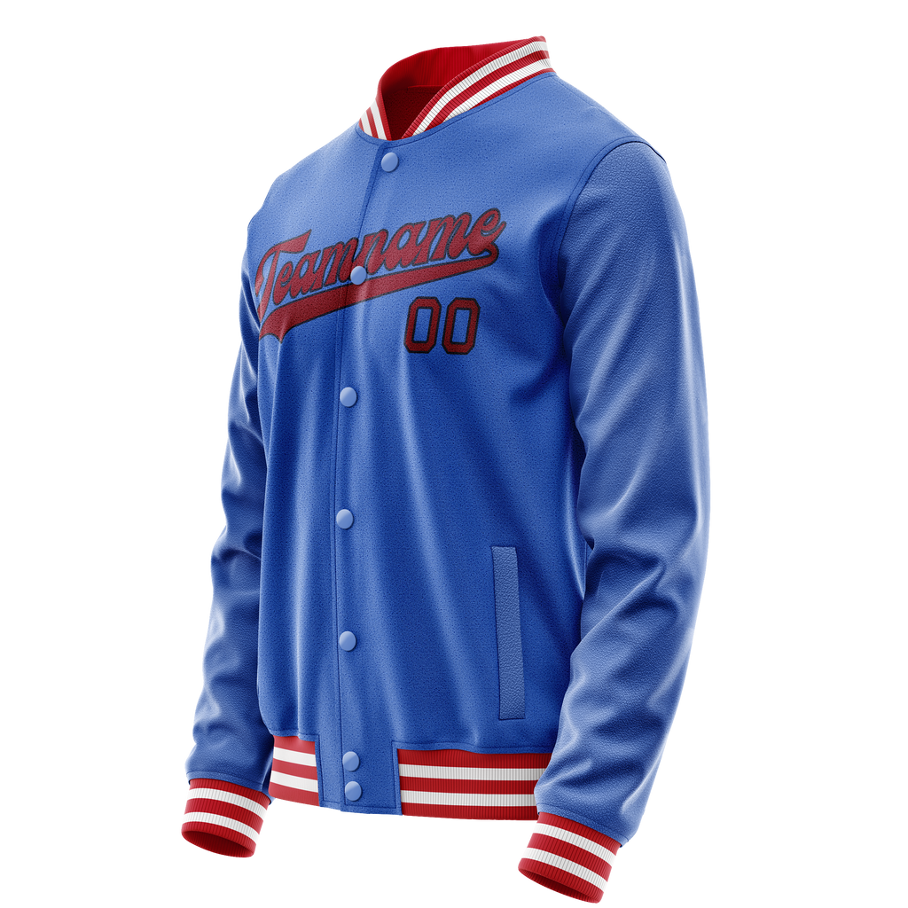 Personalized Sky & Blue Crimson Solid Color Varsity Letterman Jacket