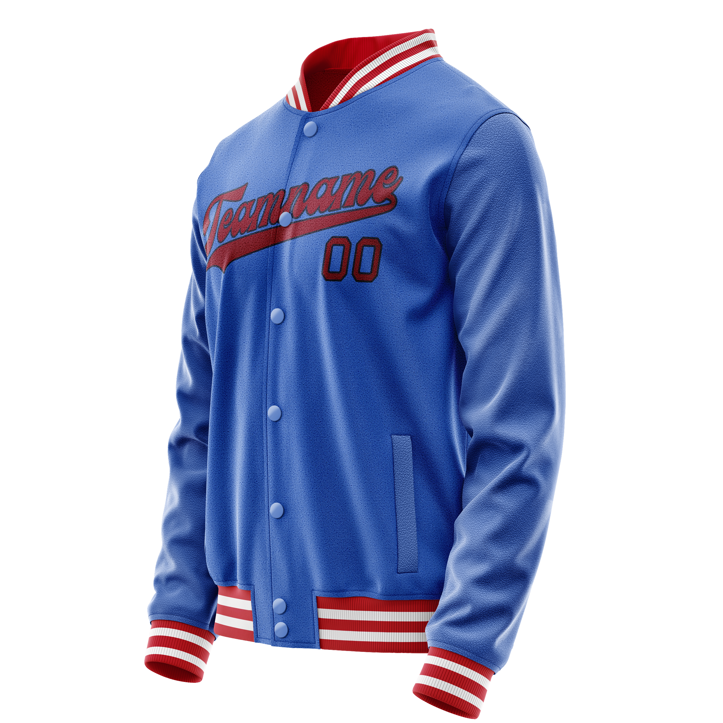 Personalized Sky & Blue Crimson Solid Color Varsity Letterman Jacket