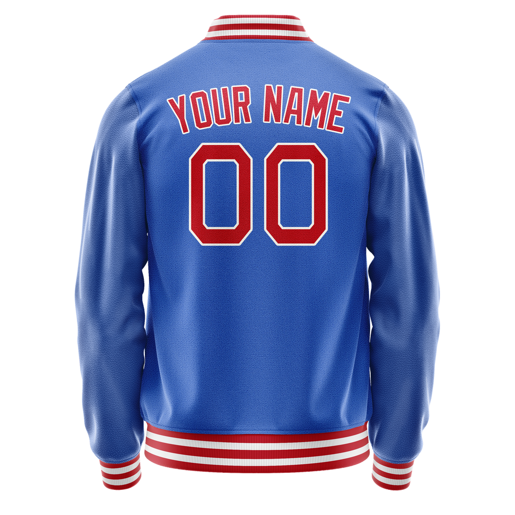 Personalized Sky & Blue Crimson Solid Color Varsity Letterman Jacket