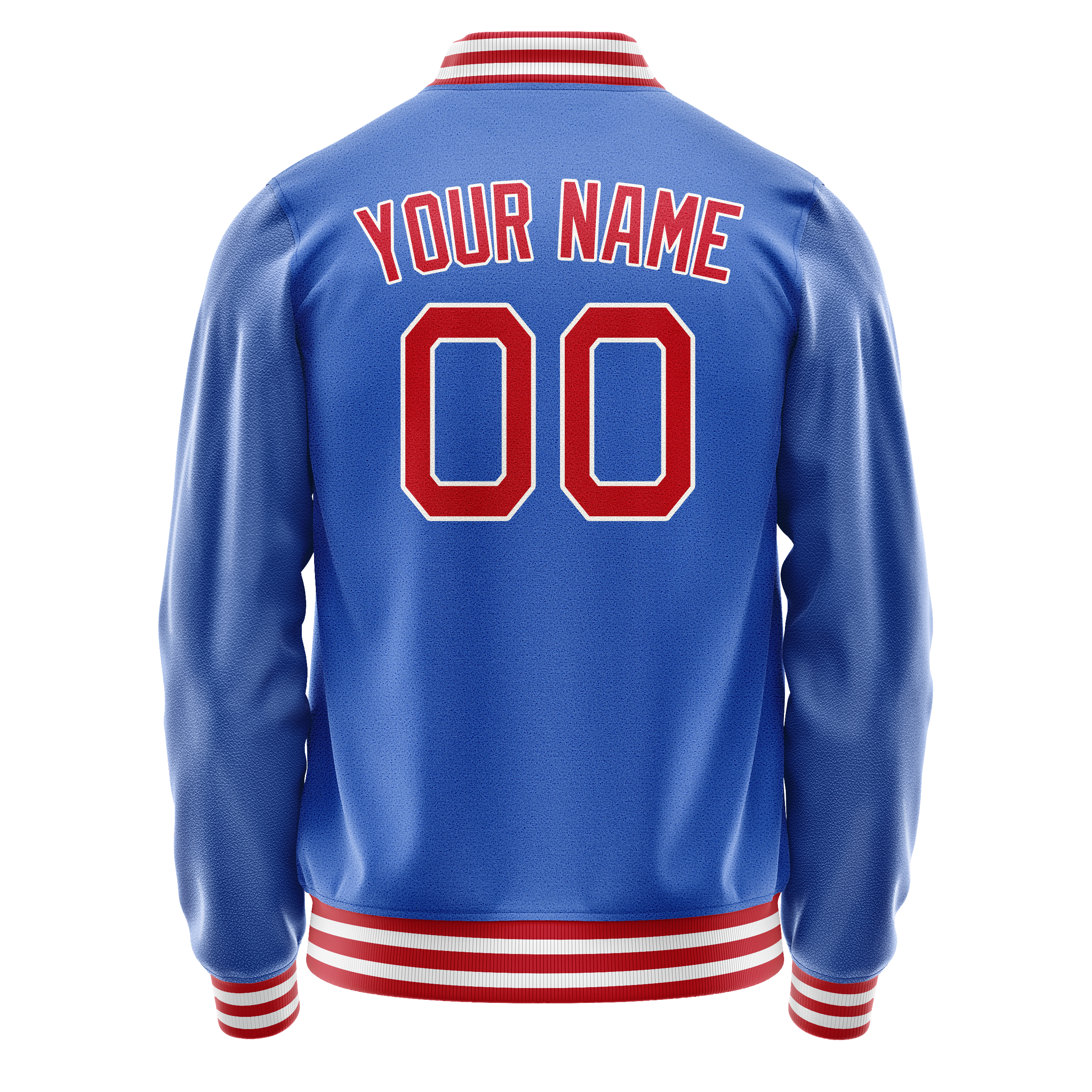 Personalized Sky & Blue Crimson Solid Color Varsity Letterman Jacket