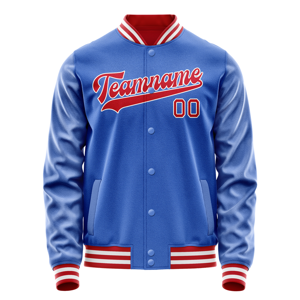 Personalized Sky & Blue Crimson Solid Color Varsity Letterman Jacket