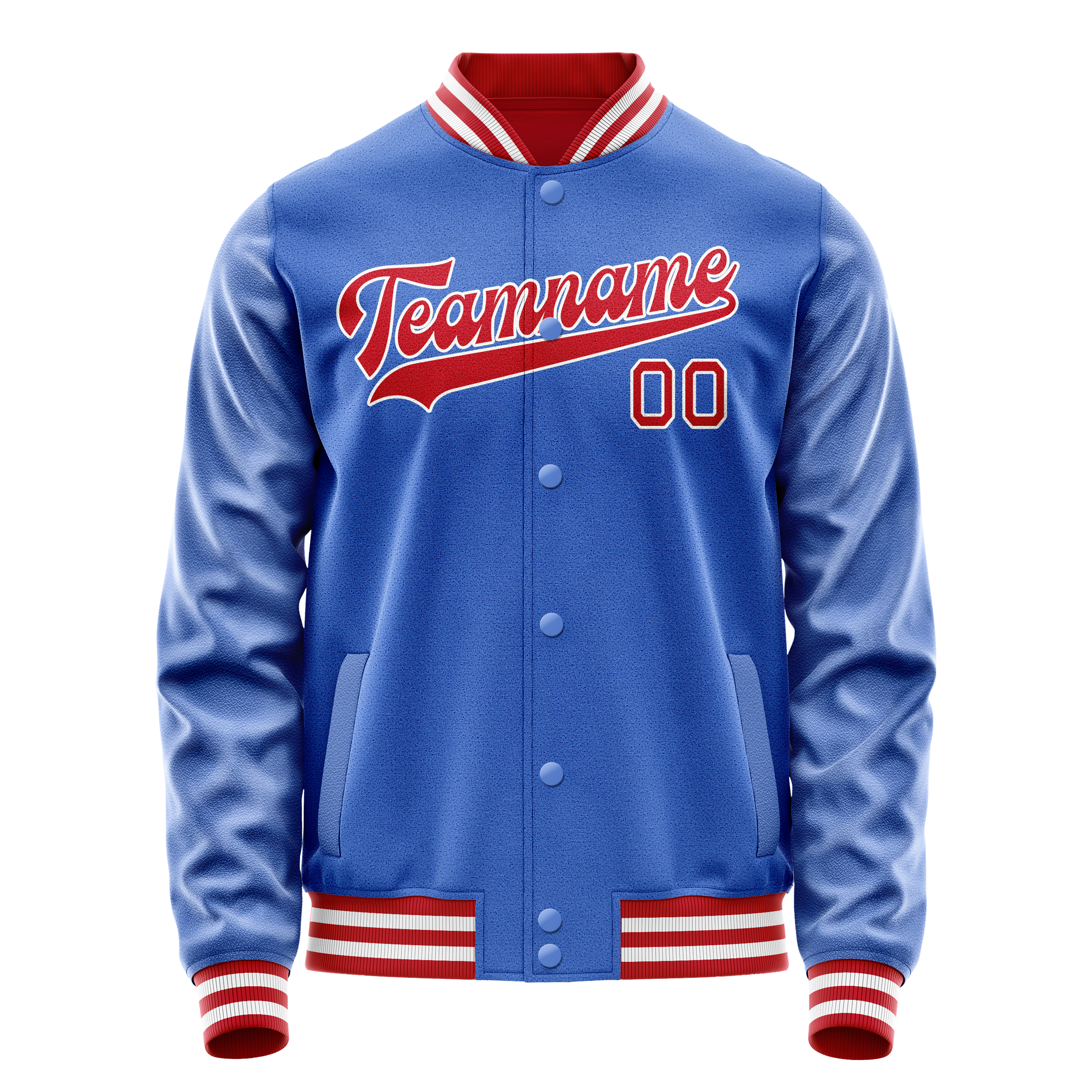 Personalized Sky & Blue Crimson Solid Color Varsity Letterman Jacket