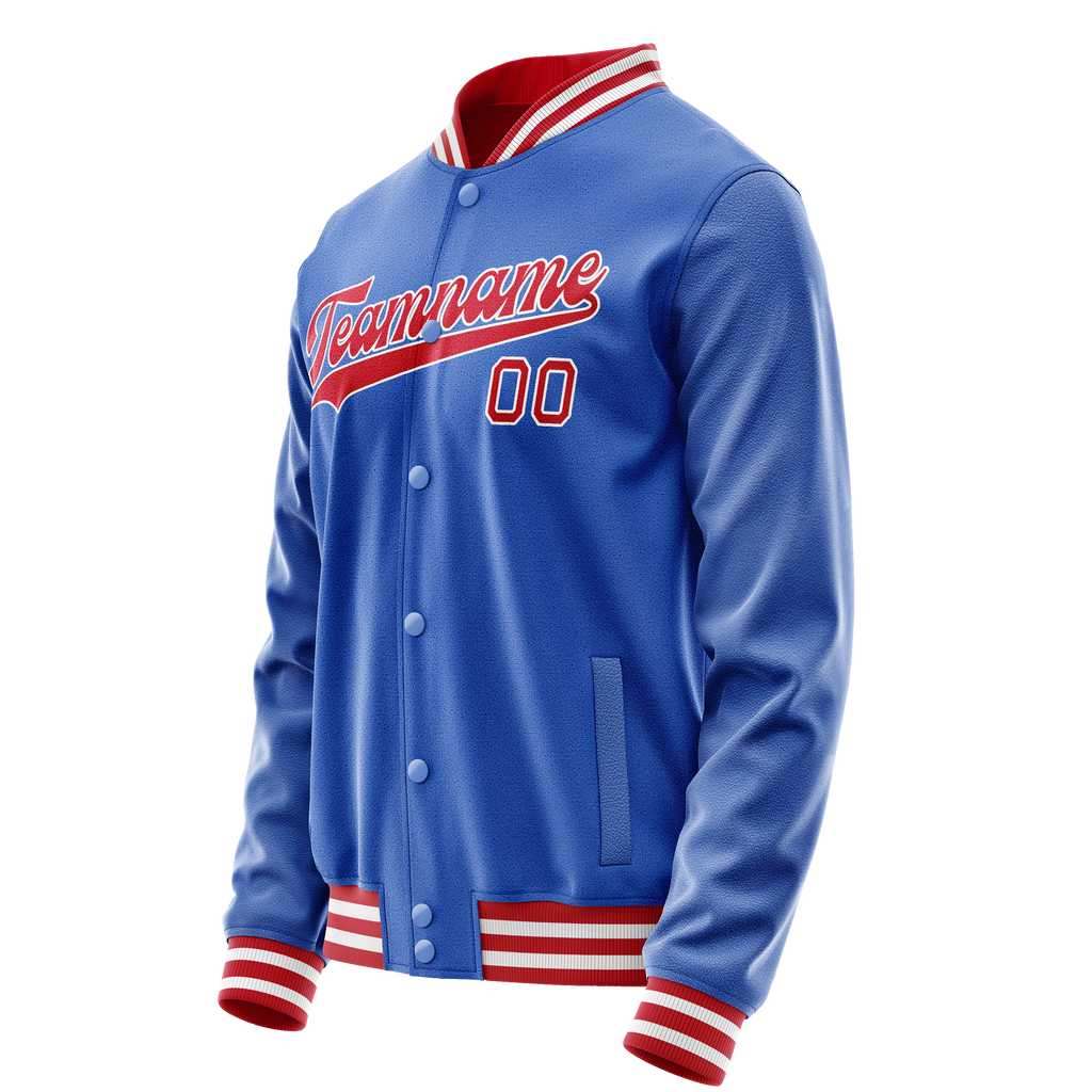 Personalized Sky & Blue Crimson Solid Color Varsity Letterman Jacket