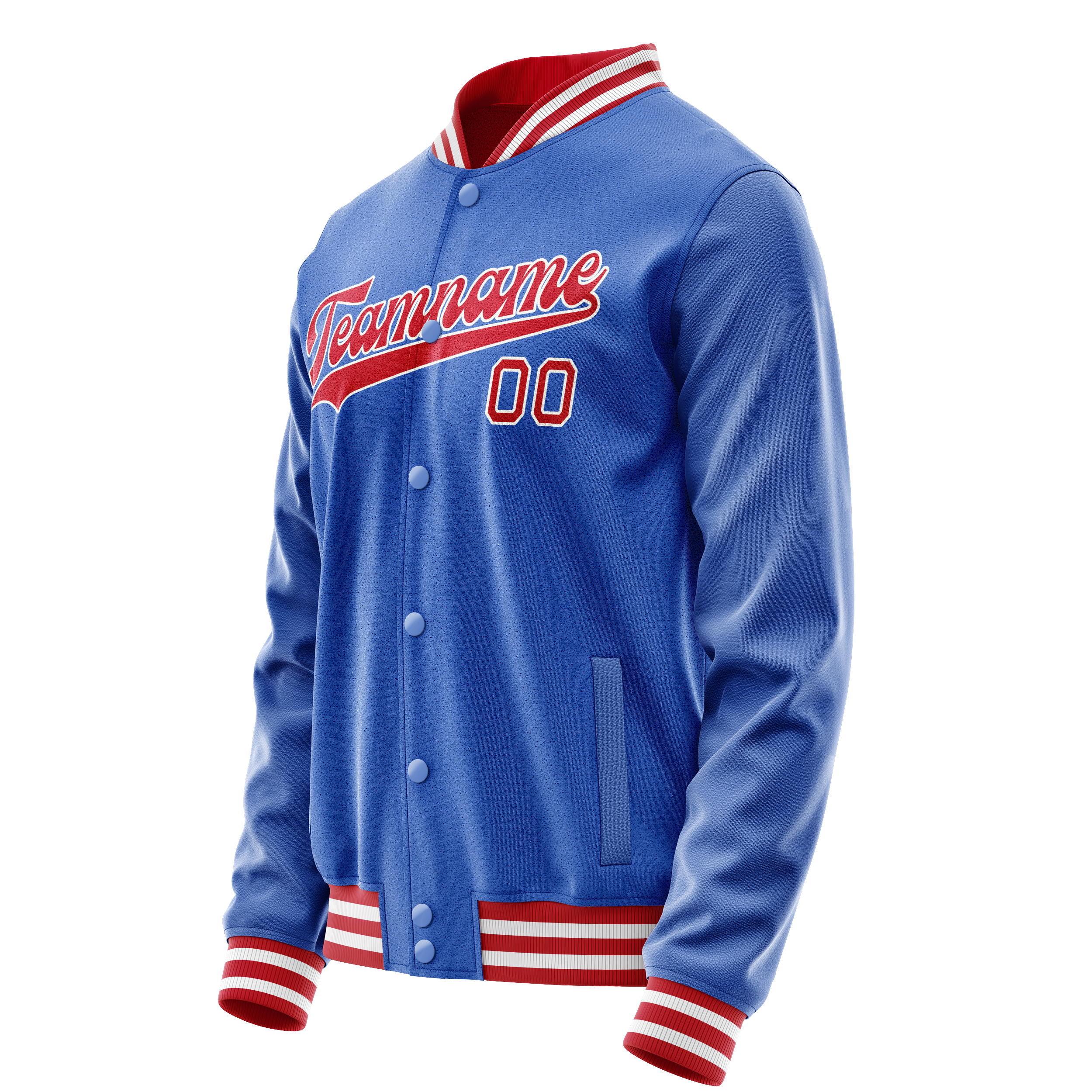 Personalized Sky & Blue Crimson Solid Color Varsity Letterman Jacket
