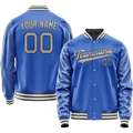 Personalized Sky & Blue Gray Solid Color Varsity Letterman Jacket
