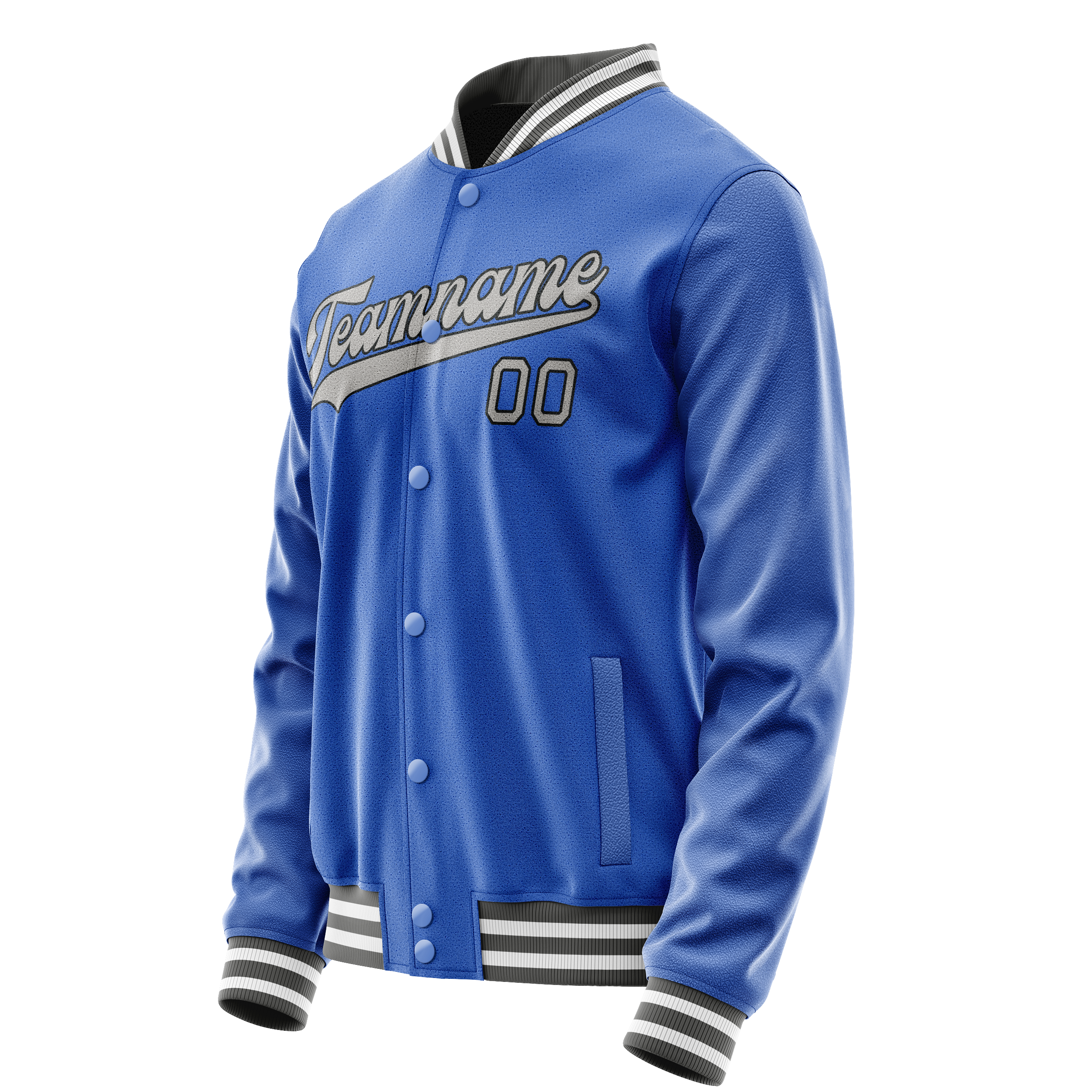 Personalized Sky & Blue Gray Solid Color Varsity Letterman Jacket