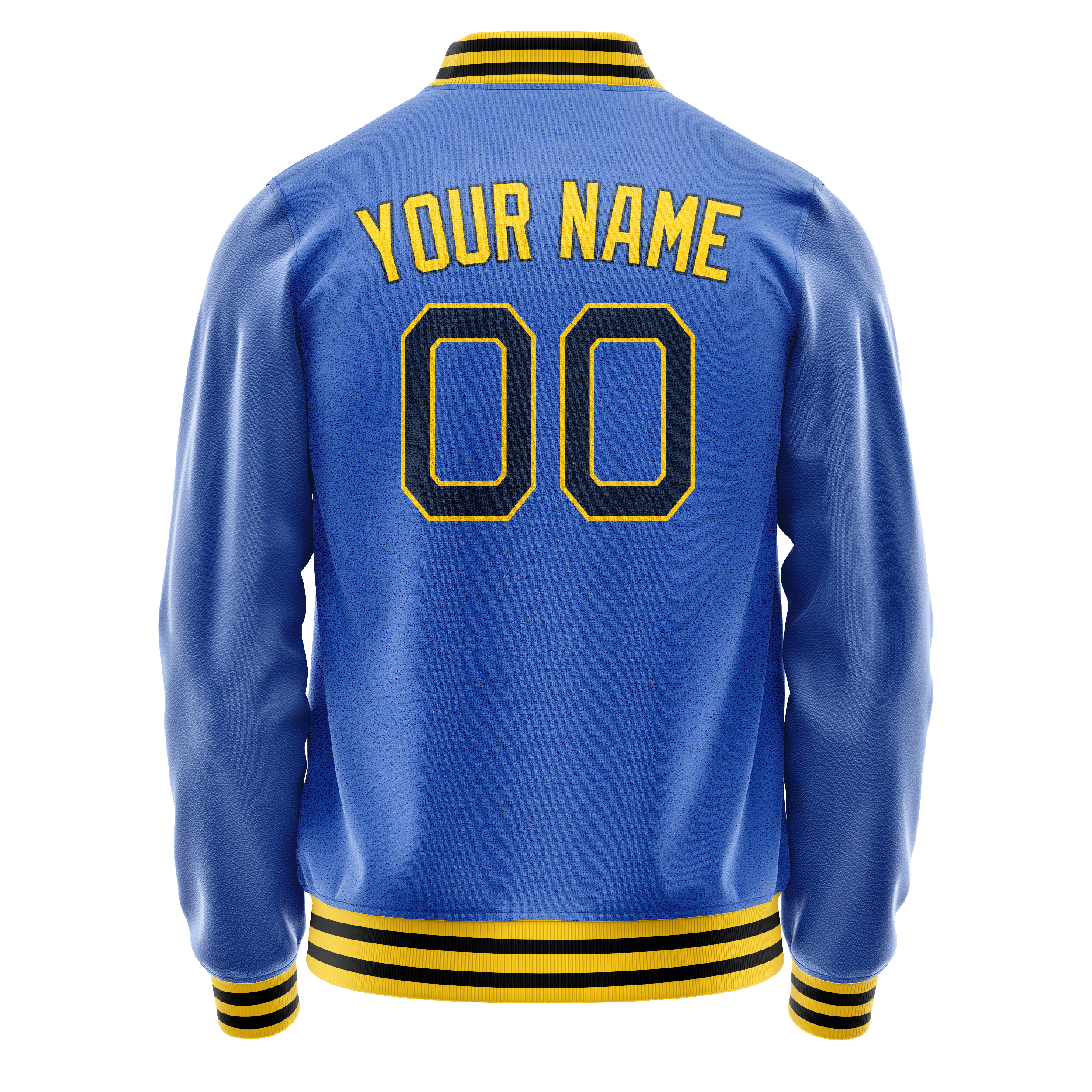 Personalized Sky & Blue Gold Solid Color Varsity Letterman Jacket