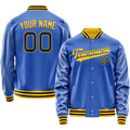 Personalized Sky & Blue Gold Solid Color Varsity Letterman Jacket
