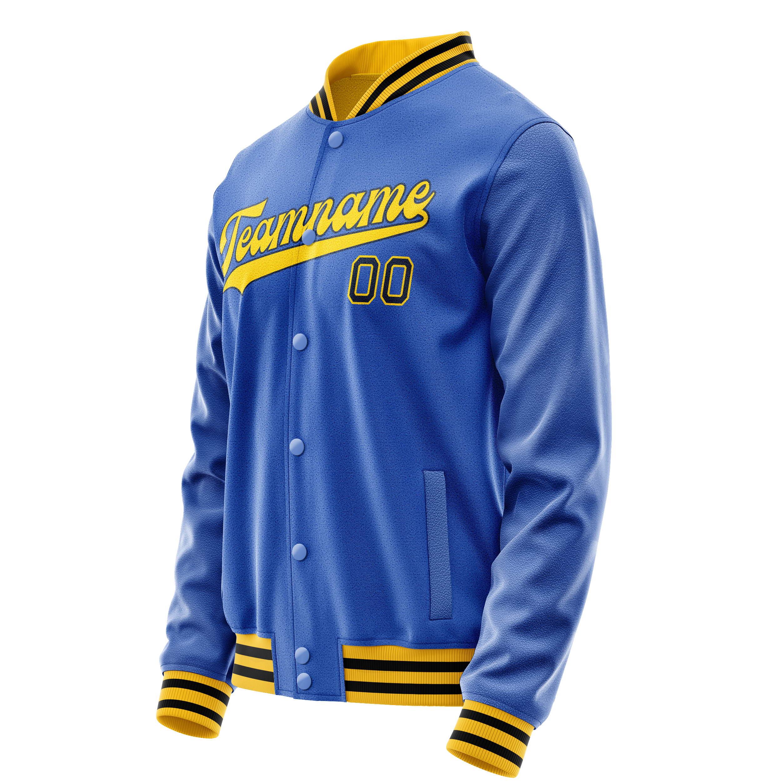 Personalized Sky & Blue Gold Solid Color Varsity Letterman Jacket