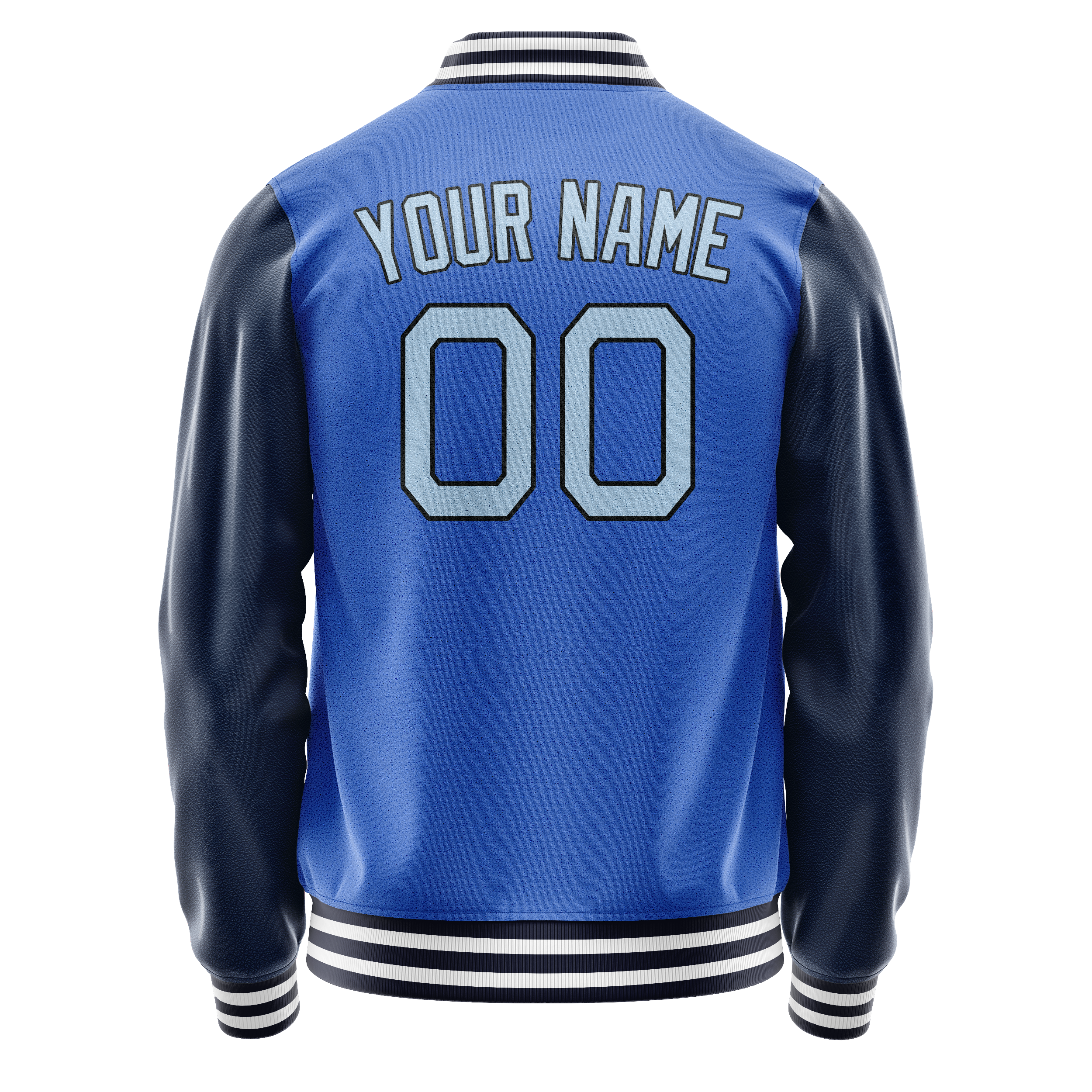 Personalized Sky & Blue Navy Solid Color Varsity Letterman Jacket