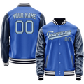 Personalized Sky & Blue Navy Solid Color Varsity Letterman Jacket