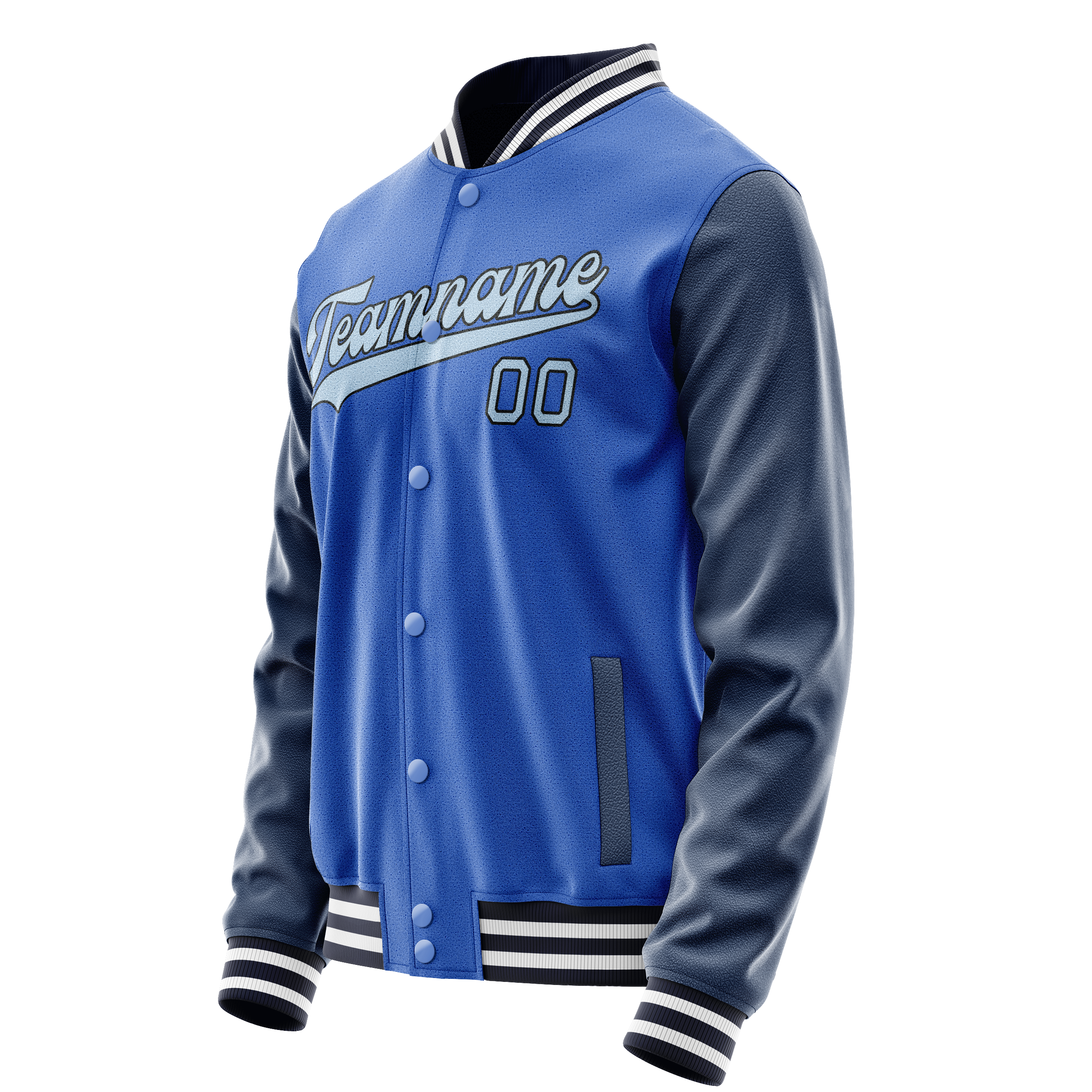 Personalized Sky & Blue Navy Solid Color Varsity Letterman Jacket