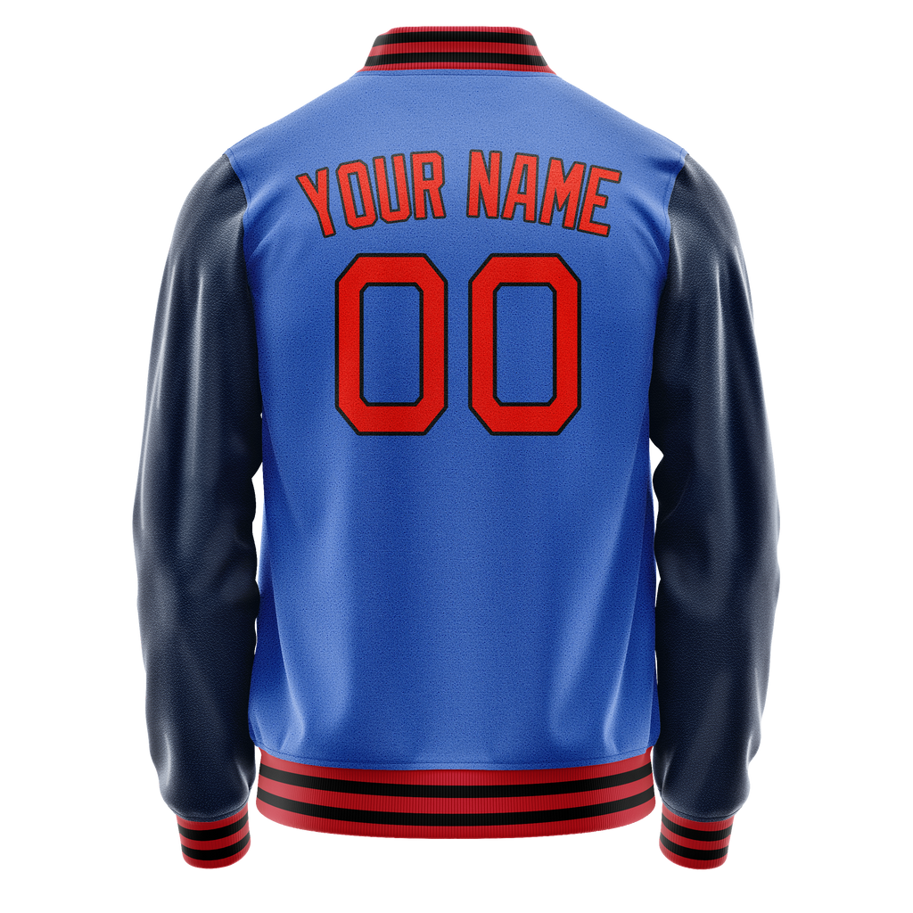 Personalized Sky & Blue Navy Solid Color Varsity Letterman Jacket