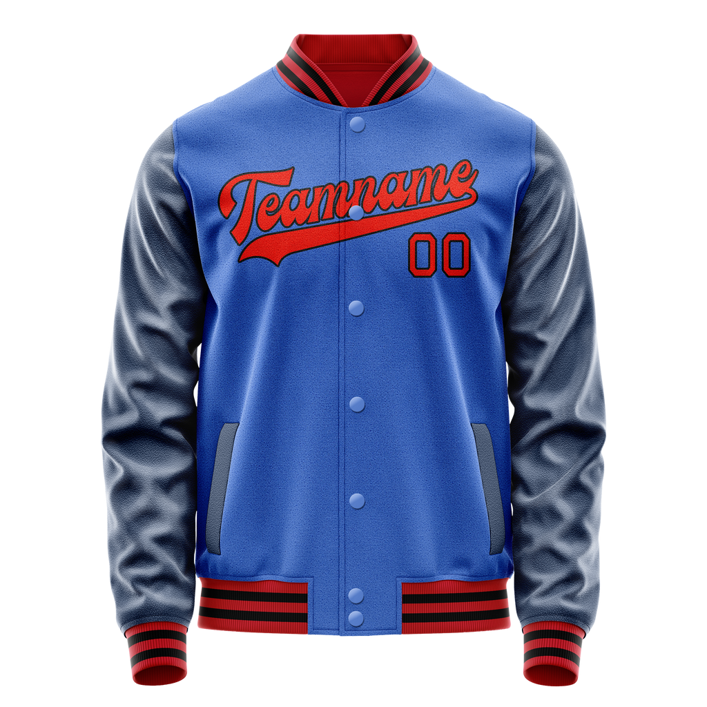 Personalized Sky & Blue Navy Solid Color Varsity Letterman Jacket