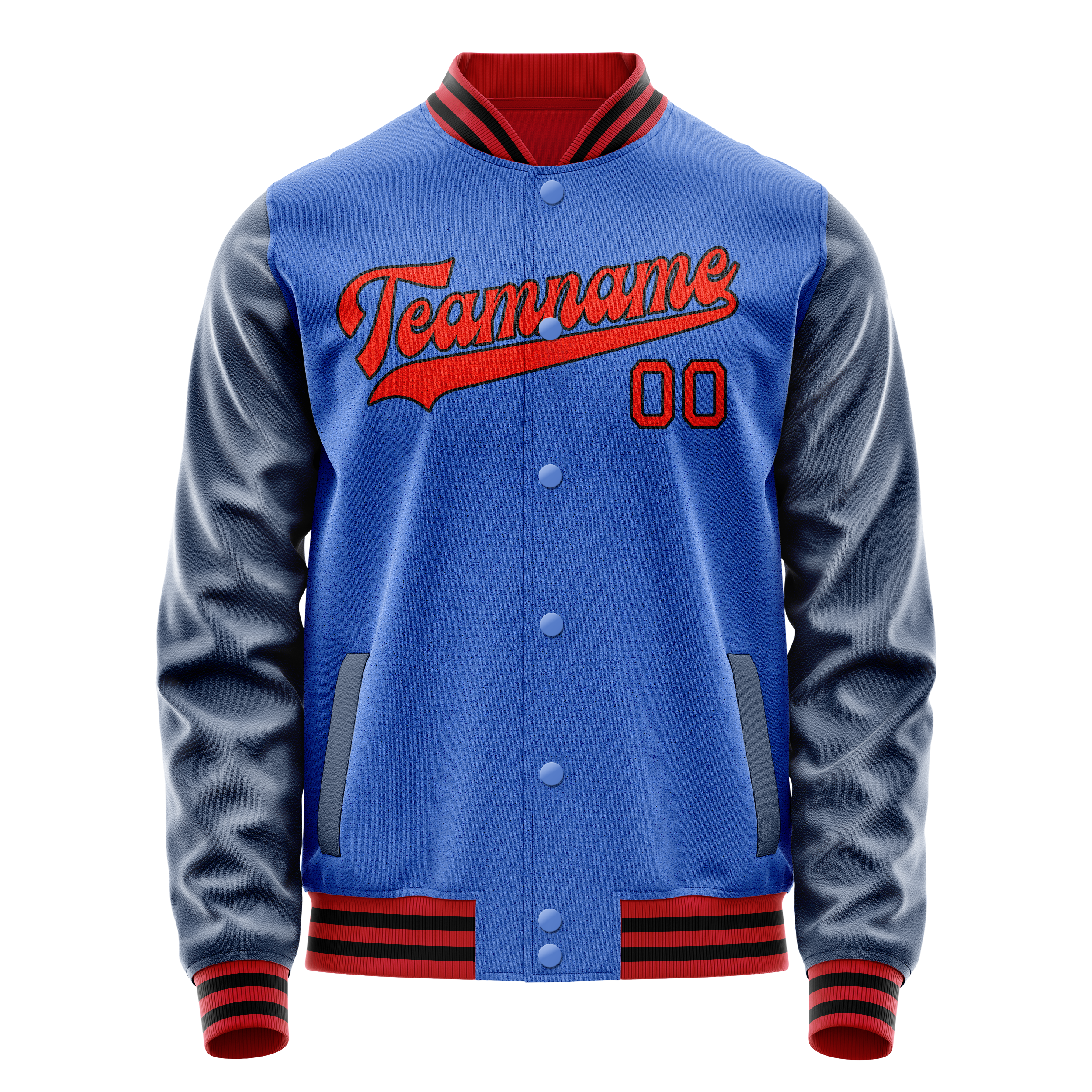 Personalized Sky & Blue Navy Solid Color Varsity Letterman Jacket
