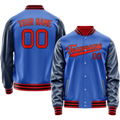 Personalized Sky & Blue Navy Solid Color Varsity Letterman Jacket