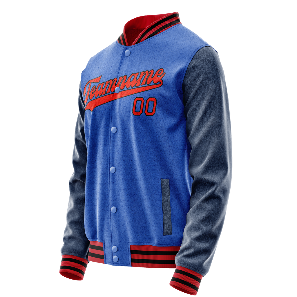Personalized Sky & Blue Navy Solid Color Varsity Letterman Jacket