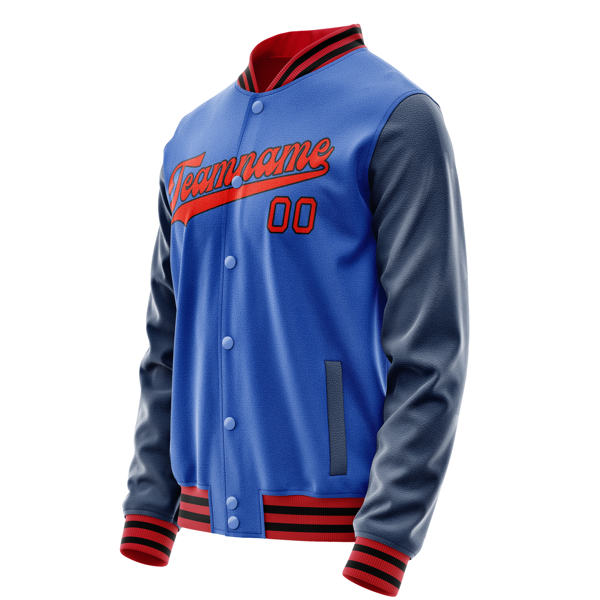 Personalized Sky & Blue Navy Solid Color Varsity Letterman Jacket
