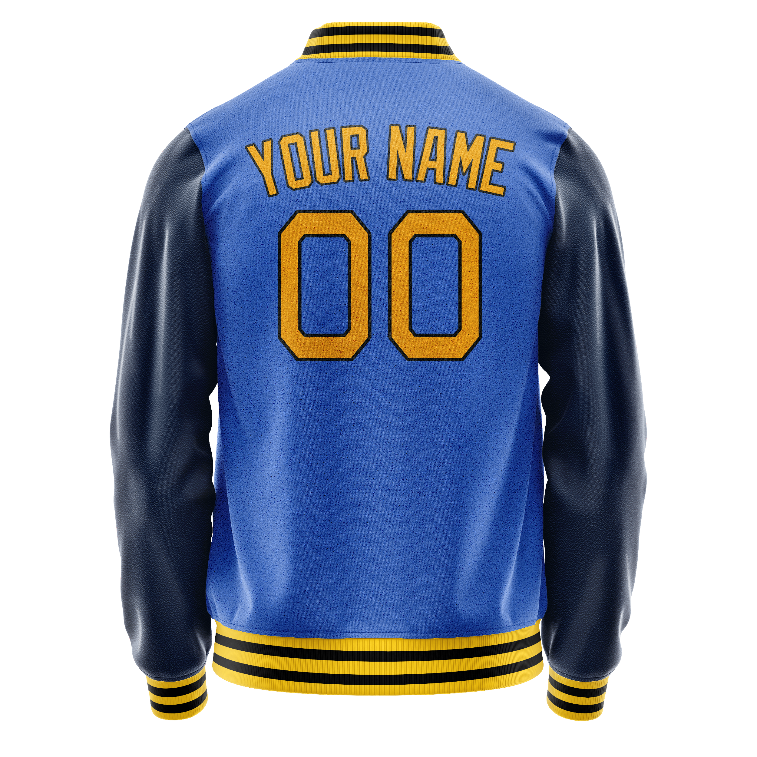 Personalized Sky & Blue Navy Solid Color Varsity Letterman Jacket