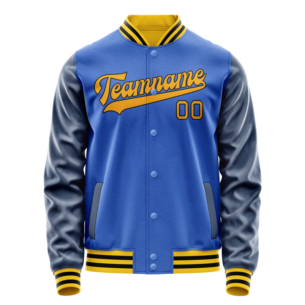 Personalized Sky & Blue Navy Solid Color Varsity Letterman Jacket