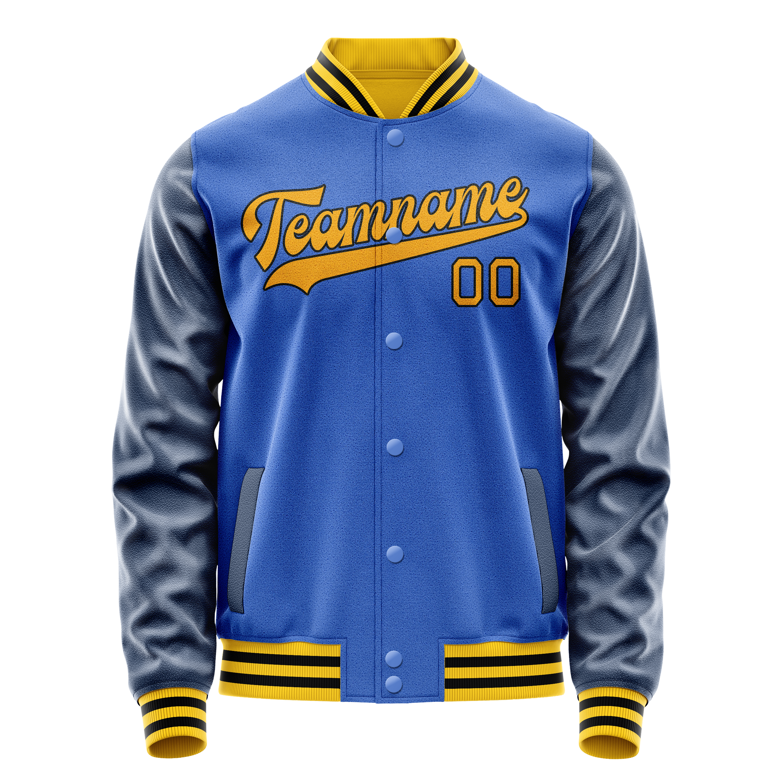 Personalized Sky & Blue Navy Solid Color Varsity Letterman Jacket
