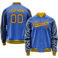 Personalized Sky & Blue Navy Solid Color Varsity Letterman Jacket