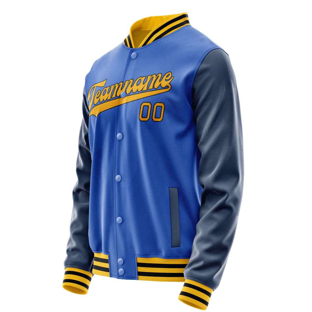 Personalized Sky & Blue Navy Solid Color Varsity Letterman Jacket