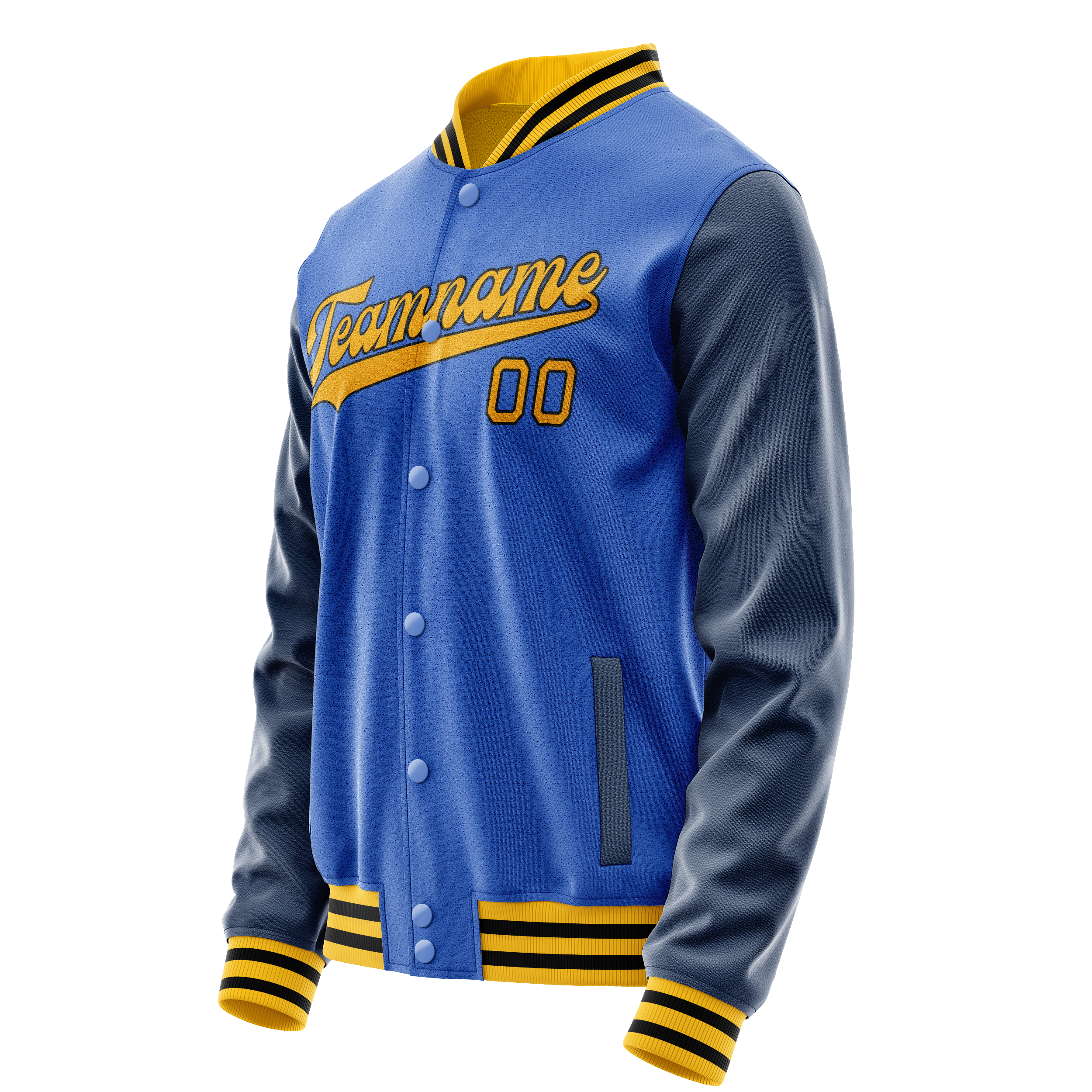 Personalized Sky & Blue Navy Solid Color Varsity Letterman Jacket