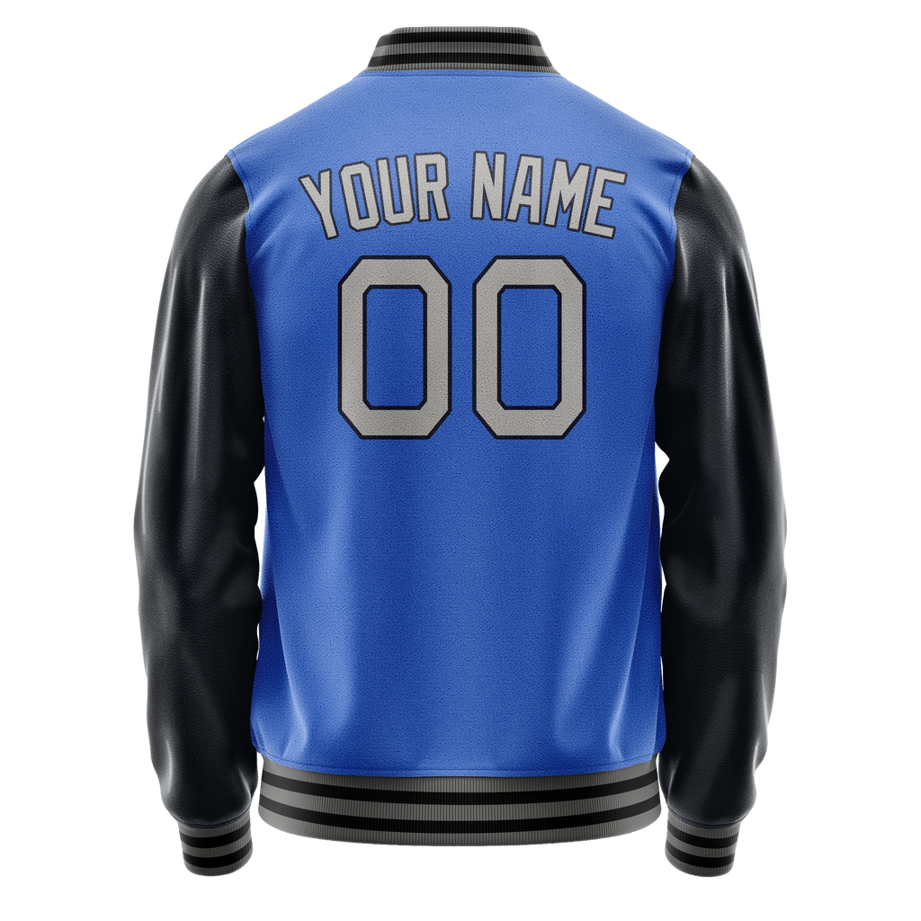 Personalized Sky & Blue Navy Solid Color Varsity Letterman Jacket
