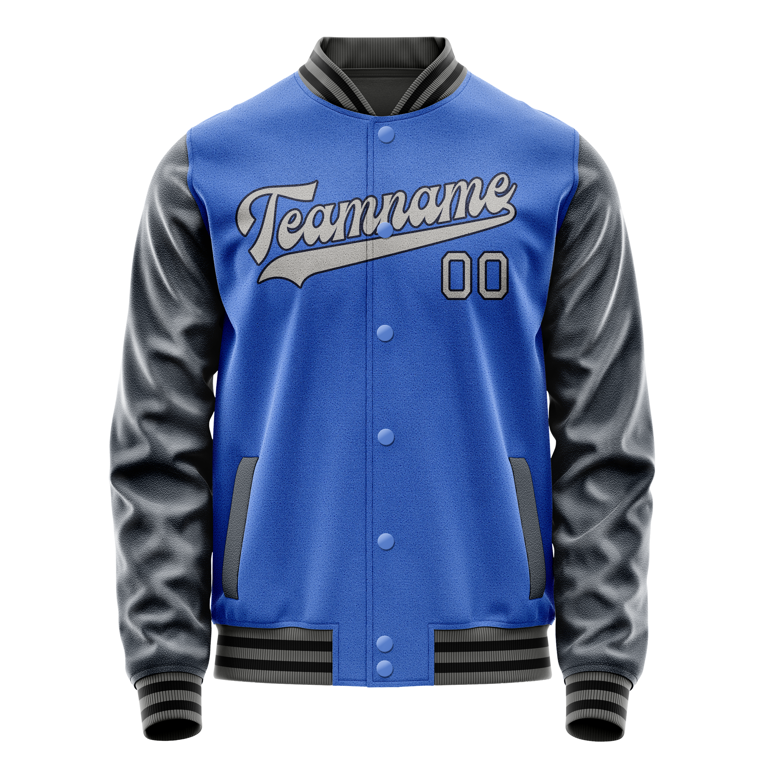 Personalized Sky & Blue Navy Solid Color Varsity Letterman Jacket